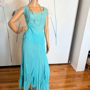 Elegant Turquoise Sleeveless Dress